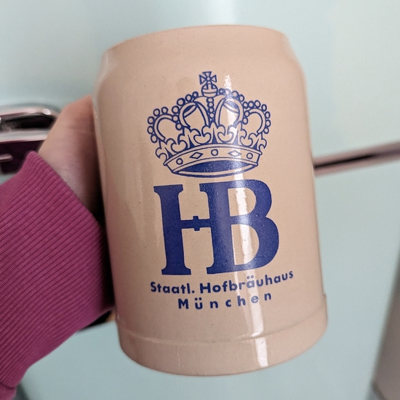 German set of 3 beer mugs ceramic stoneware Germany blue logo - Picture 10 of 13